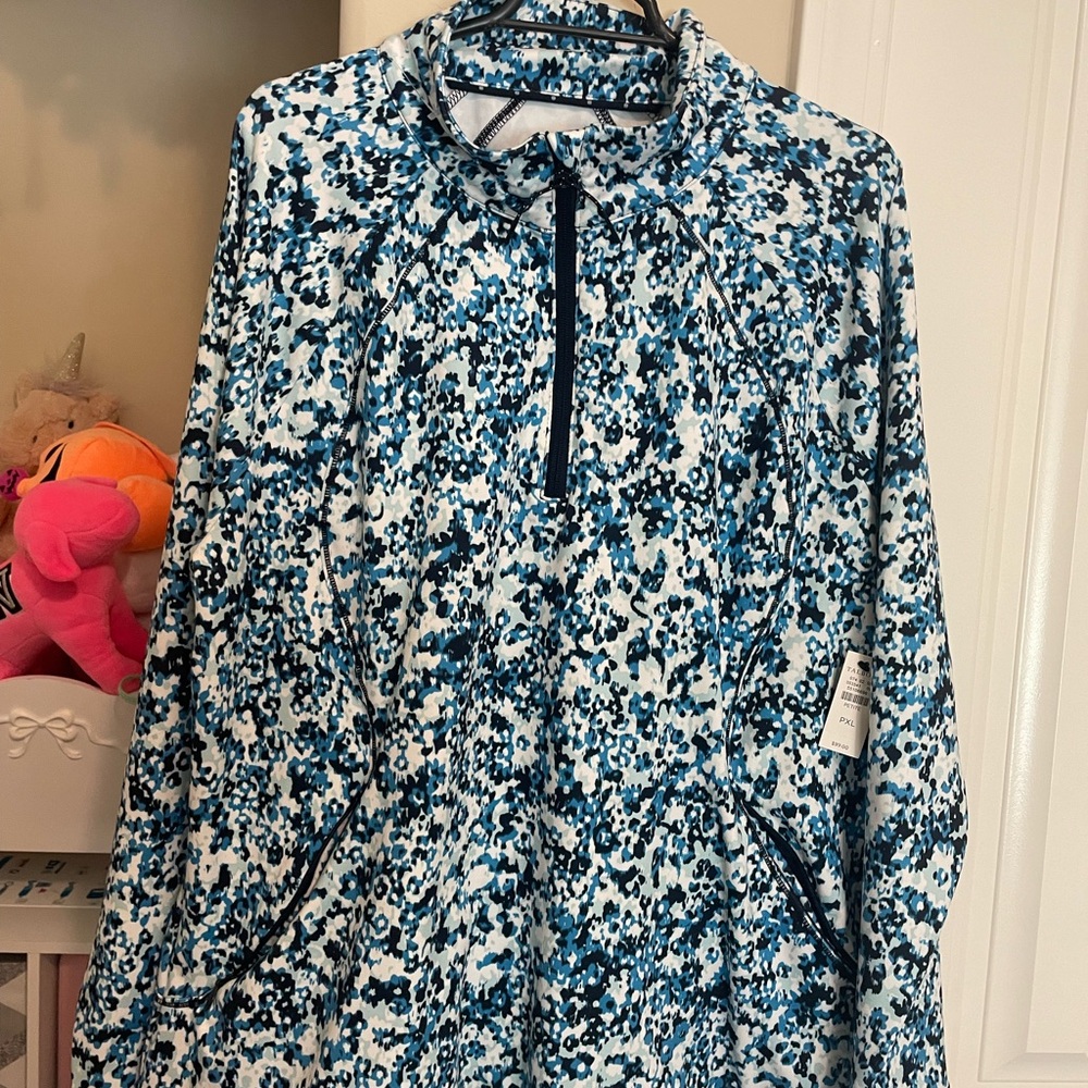 Talbots Blue and White Cowl Neck Sweater